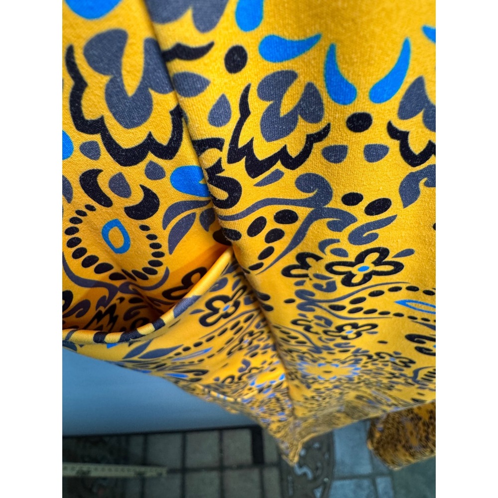 Exotica Athletica Yellow Blue Mandala Paisley High Waist Leggings Pocket XL - Picture 3 of 6